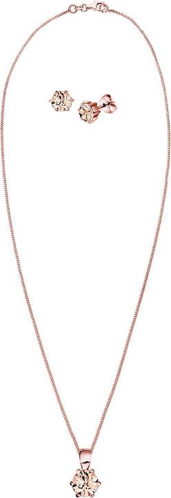 Actual product image Elli Crystal Necklace, Crystal Stud Earrings (925 Sterling silver rose gold)