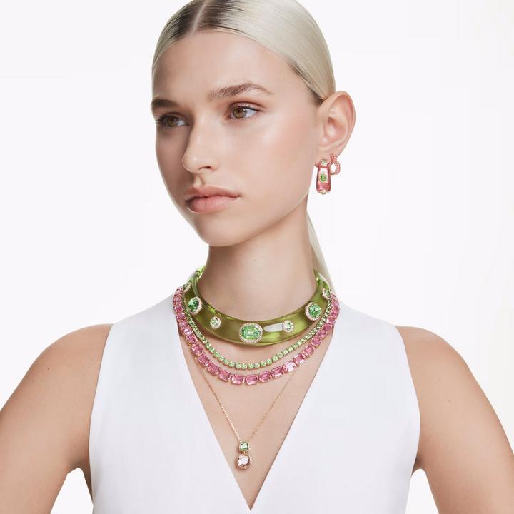 Produktbild Swarovski Matrix Kreolen Baguette Schliff Herz Klein Rosa Gold (Swarovski Metall)