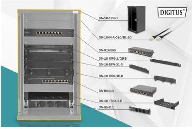 Actual product image Digitus Network Set - 254 mm (10") - 12U, 312 x 300 mm (W xD) (5.71 RU, 10 inch rack)