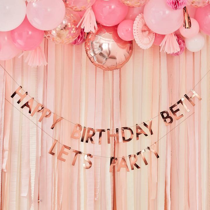 Produktbild Ginger Ray Personalisierte Girlande Happy Birthday Let's Party