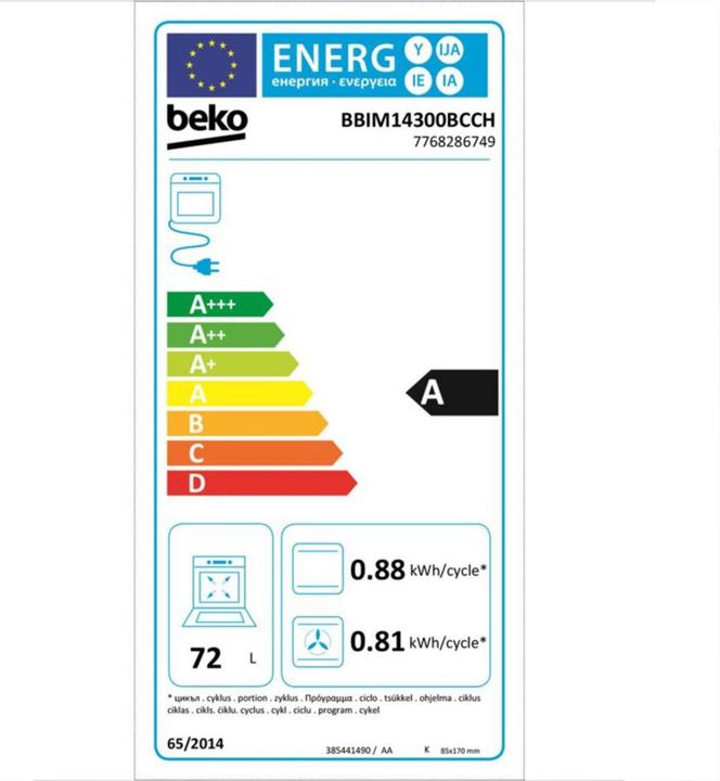 Label énergétique Beko BBIM14300BCCH