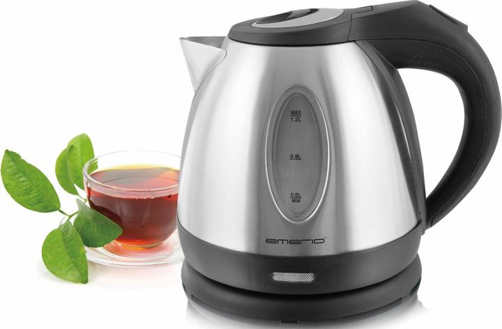 Produktbild Emerio Wasserkocher, 1.2L, Edelstahl, Wasserstandsanzeige (1.20 l, EU-Stecker)