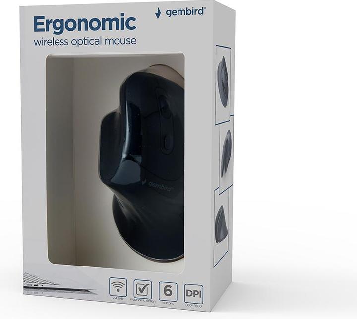 Image du produit Gembird Souris ergonomique 6 boutons noire (Sans fil)