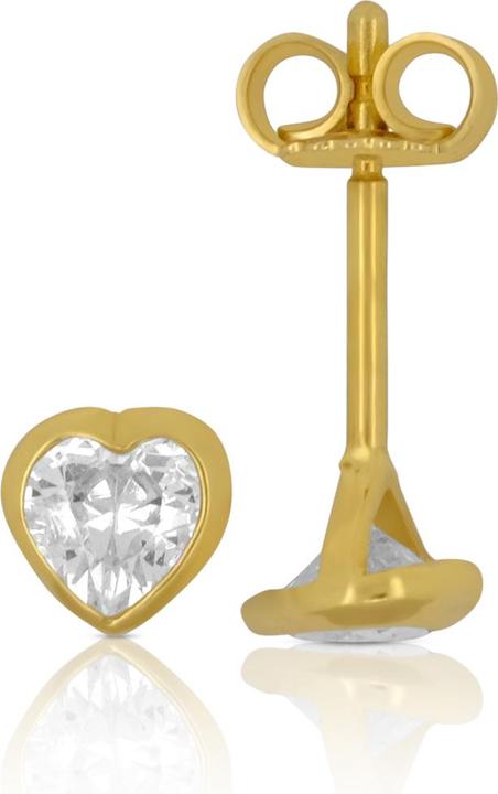 Muau Stud earrings heart yellow gold 750 zirconia 4mm (750/18 K Gold)