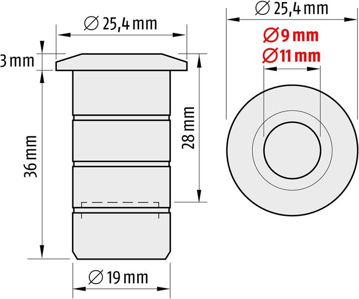 Actual product image Planet Bottom closing troughs BM-R ø 9 / 11 (1 pcs.)