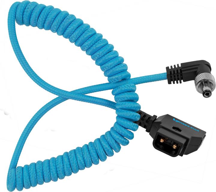 Actual product image Kondor Blue Coiled D-Tap to Locking DC 2.1MM Right Angle Cable (0.81 m)