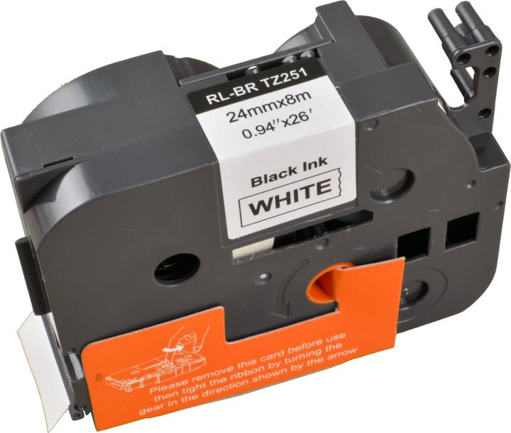 Produktbild Ampertec P-Touch Band kompatibel zu TZe-251 schwarz auf weiss 24mm / 8m (2.40 cm, Schwarz)