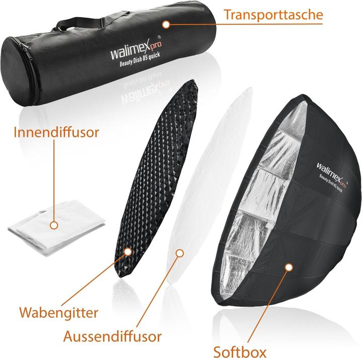 Immagine prodotto Walimex pro pro Studio Line Beauty Dish QA85 (Beauty Dish, 85 cm)