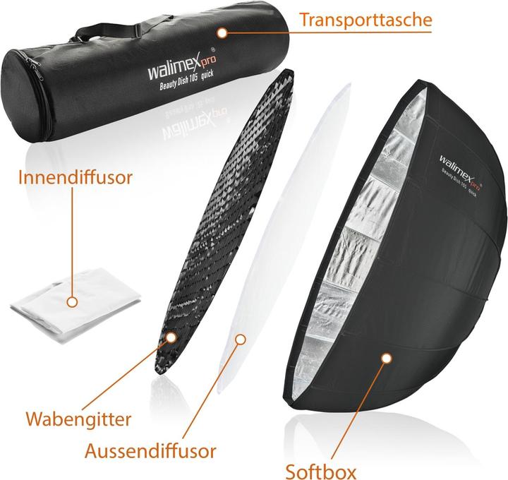 Actual product image Walimex pro pro Studio Line Beauty Dish QA105 + Softbox Adapter Aurora/Bowens (Beauty dish, 105 cm)