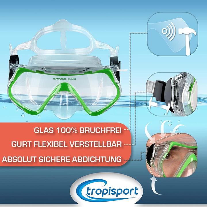 Image du produit Tropisport Set de plongée Premium avec masque et tuba - Plongeur anti-buée incassable inclus