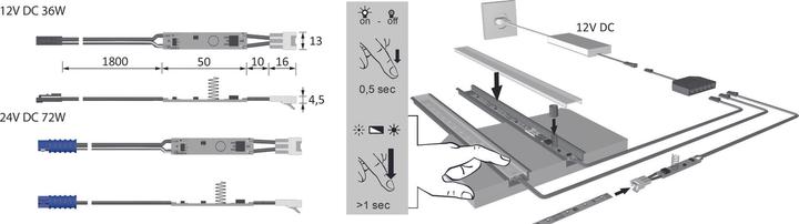 Produktbild Halemeier Berührungs-Dimmsensor zu ChannelLine B/C/D/D2 12 / 24 V