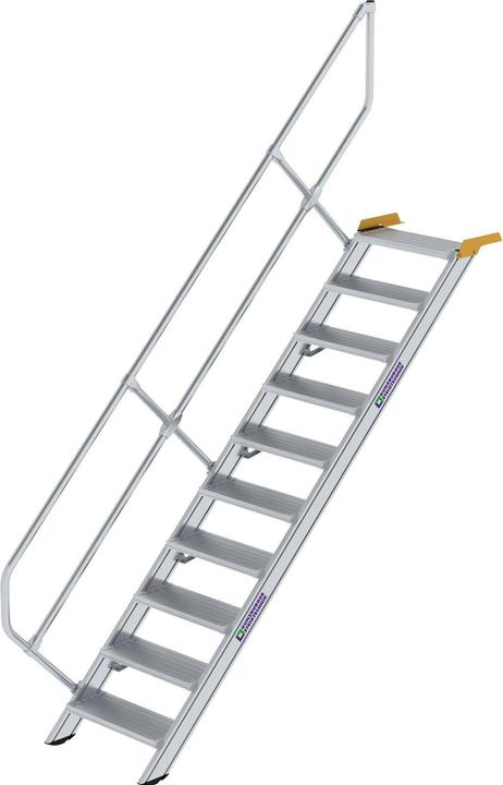 Image du produit Munk Escalier 45° largeur des marches 600 mm 10 marches aluminium strié (Escabeau, 222 cm)