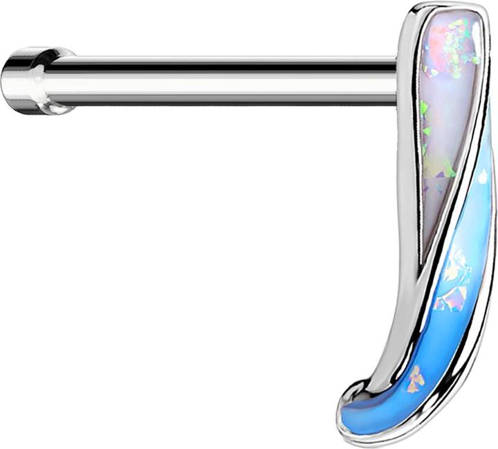 Immagine prodotto Star Piercing Nasenstecker gerade silber Opal Glitter verdreht blau (Acciaio chirurgico 316L, Ottone)