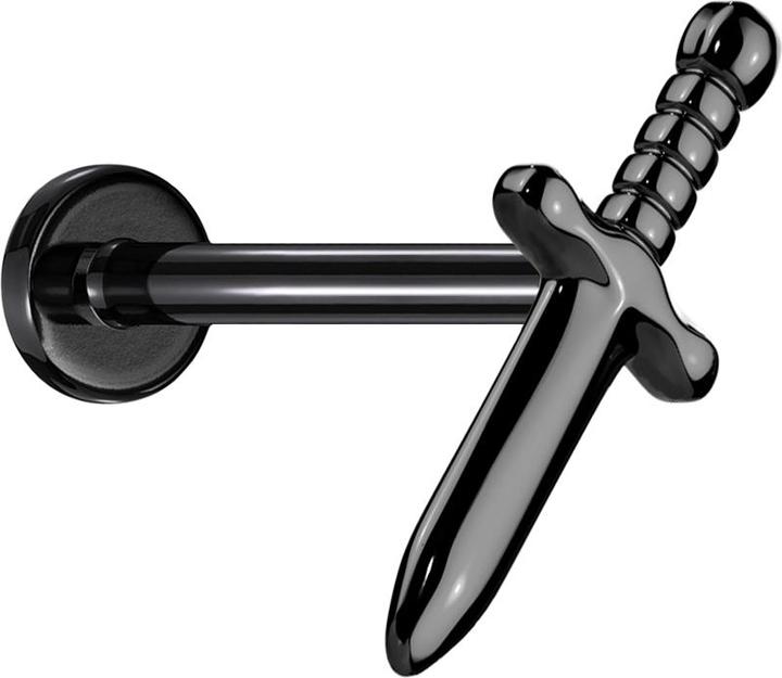 Star Piercing Micro Labret Innengewinde schwarz Dolch schwarz (ohne Messing, Titan G23)