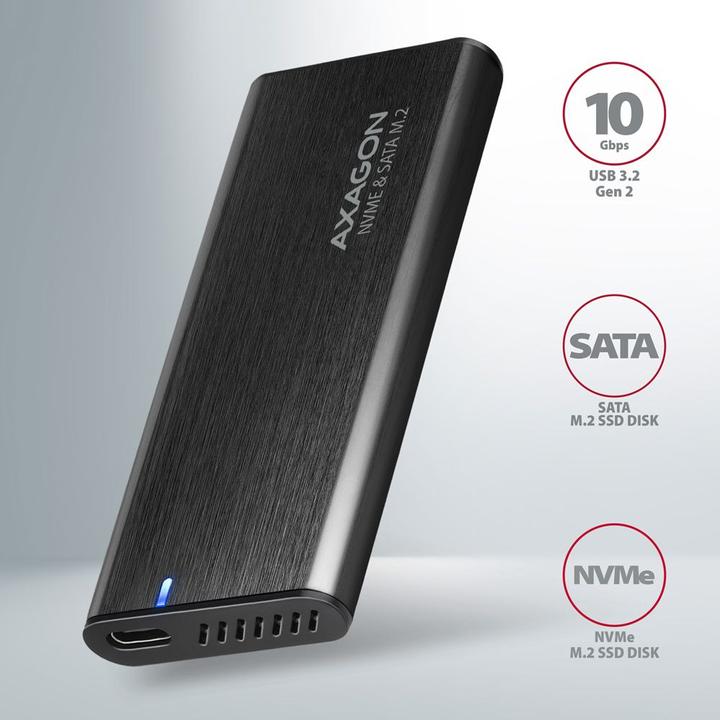 Image du produit Axagon EEM2-SB2 Boîtier USB-C 3.2 Gen 2, M.2 SSD - noir (M.2 2260, M.2 2242, M.2 2280)