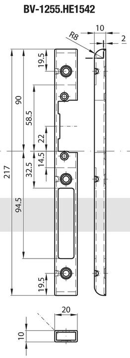 Actual product image MSL ProfiFlex BV-1255.HE Profile Grooved Closure Plates (Striking plate)