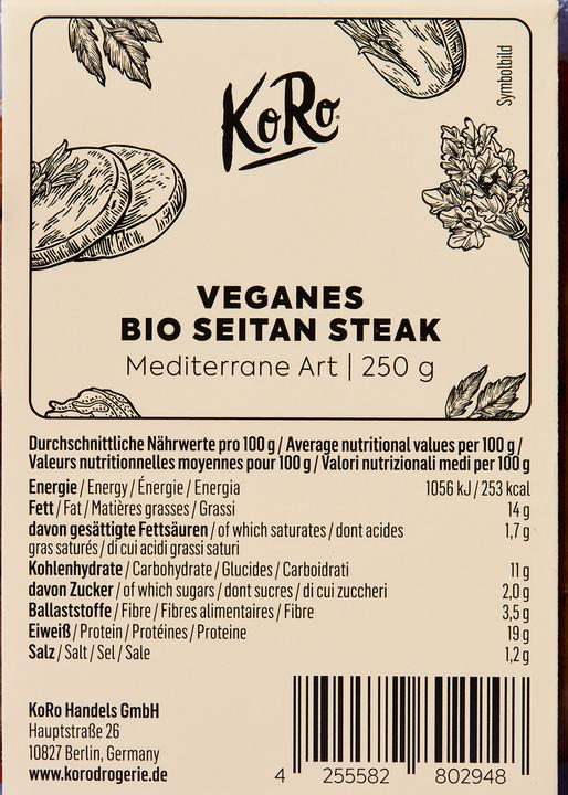 Produktbild KoRo Fleischalternative auf Basis von Weizengluten, Mediterrane Art (250 g)