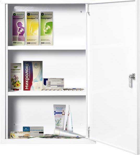Produktbild Swisshandel24 Medizinschrank Arzneischrank Erste-Hilfe-Schrank mit Schloss 3 Fächer Stahl Weiss 40 x 18 x 60 cm (40 x 18 x 60 cm)