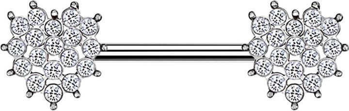 Produktbild Star Piercing Barbell silber Kristall gepflastertes Herz silber (Chirurgenstahl 316L, Messing)