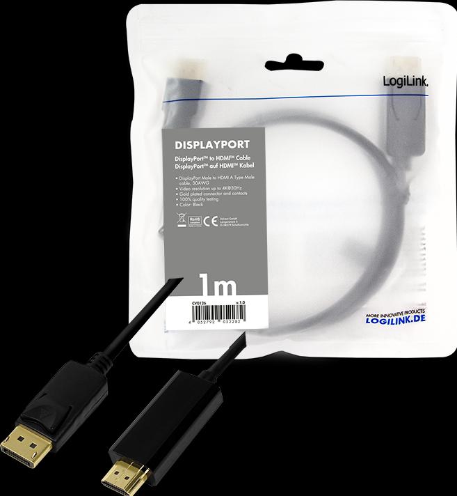 Produktbild LogiLink DisplayPort — HDMI (Typ A) (1 m, DisplayPort)