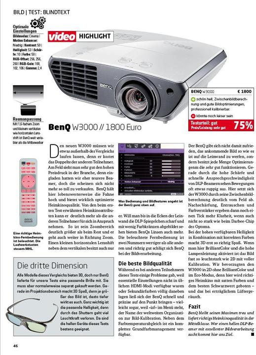 Image du produit BenQ W3000 (Full HD, 2000 lm)