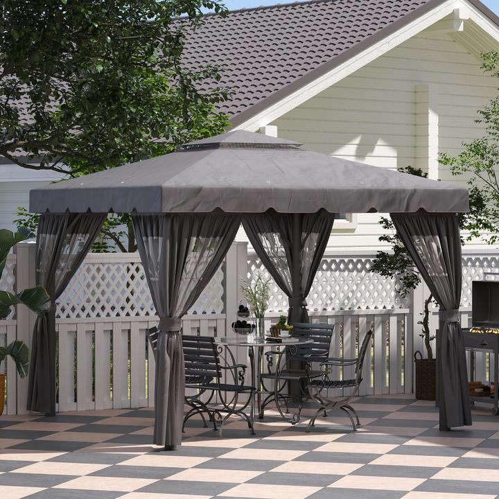 Actual product image Outsunny Pavillon-Seitenteile Polyester, Kunststoff Dunkelgrau (302 cm, 302 cm)