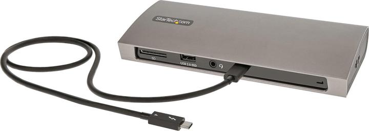 Produktbild StarTech com TB4CDOCKUE, Cablato, Thunderbolt 4, 96 W, 10,100,1000 Mbit/s, Nero, Grigio, MMC, MicroS (Thunderbolt, 3 Ports)