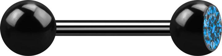 Produktbild Star Piercing Barbell schwarz mit Kugel und Kristall hellblau (ohne Messing, Titan G23)
