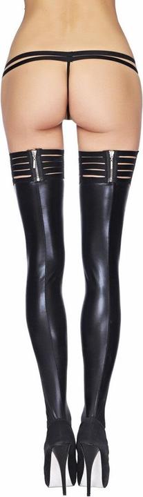 Actual product image 7 Heaven Wetlook Stripe Band Stockings (L, XL)