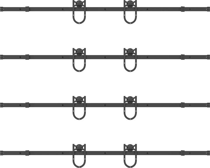 Produktbild VidaXL Schiebetürbeschlag-Set 200 cm Stahl Schwarz Schiebetürbeschlag Satz