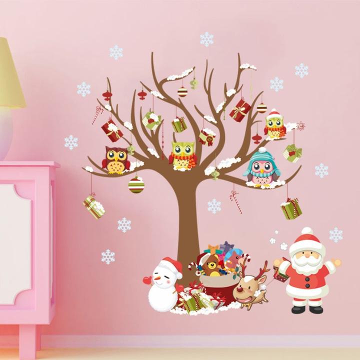 Image du produit Cover-Discount Stickers muraux Arbre de Noël et Père Noël (80 x 88 cm)