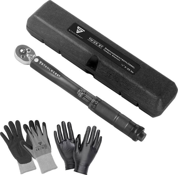 Produktbild Stahlwerk Drehmomentschlüssel TW-25 ST 5-25 Nm 1/4“ Zoll Umschaltknarre (1/4", 5 Nm, 25 Nm)