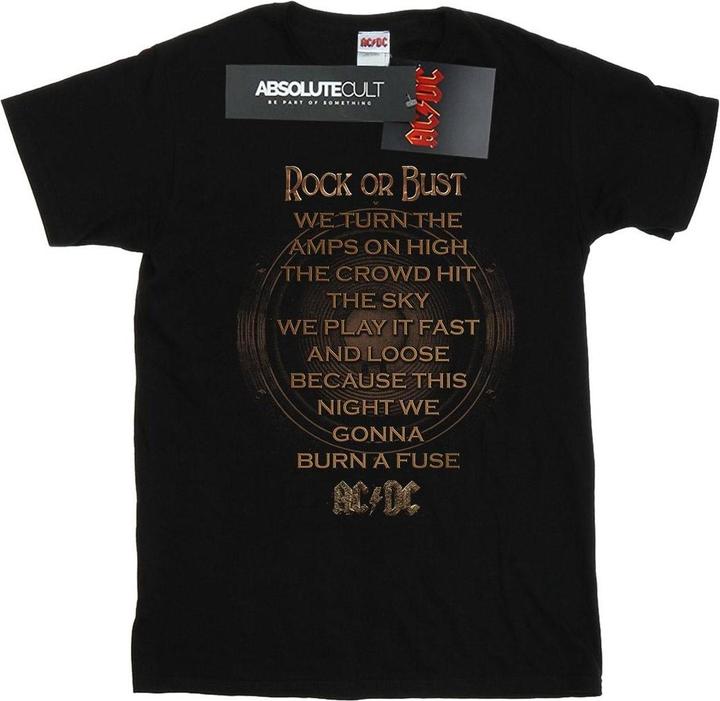 AC/DC Rock Or Bust Lyrics Baumwolle Boyfriend TShirt