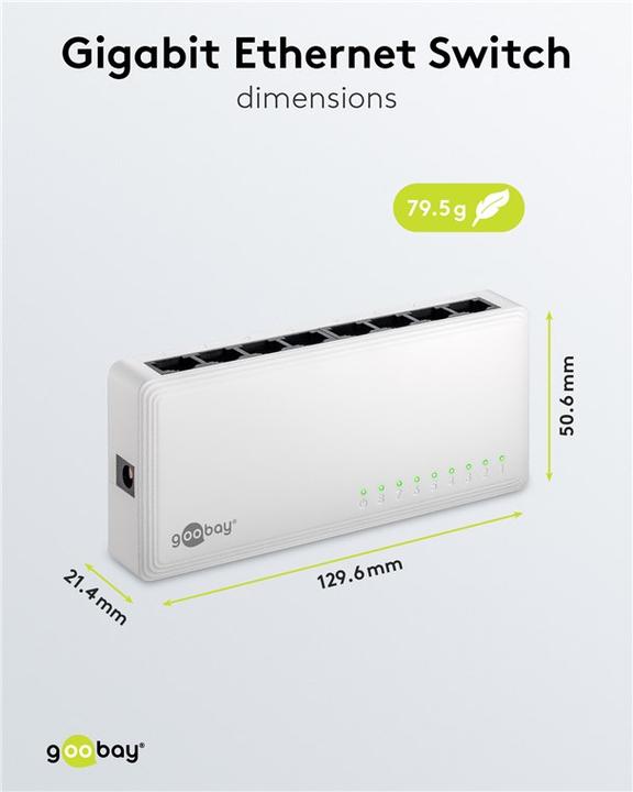 Immagine prodotto Goobay Switch di rete Gigabit Ethernet a 8 porte (8 Porti)