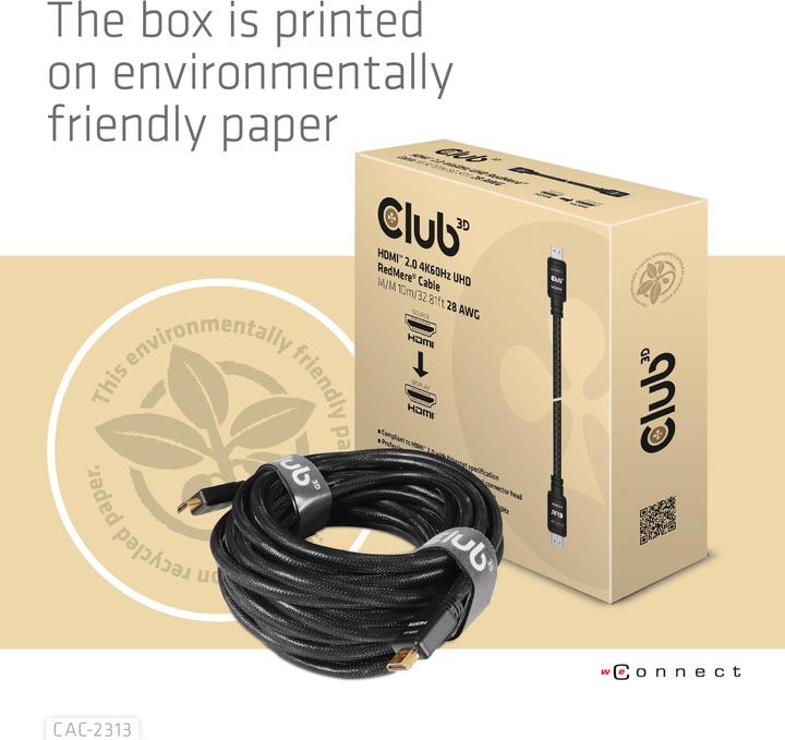 Produktbild Club 3D HDMI 2.0 4K60Hz RedMere-Kabel 10 m (10 m, HDMI)