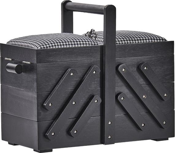 Immagine prodotto Prym Scatola da cucito in legno M nero con tessuto