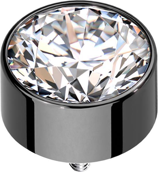 Image du produit Star Piercing Dermal Anchor Cylindre haut noir avec cristal argenté (Titane G23, sans laiton)
