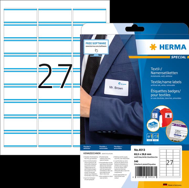 Actual product image Herma A4 removable name labels