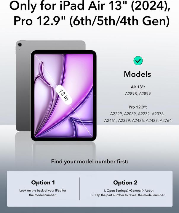 Produktbild ESR Rebound Magnetic Case (iPad Air 13 2024 (M2), iPad Pro 12.9 2020 (4. Gen), iPad Pro 12.9 2022 (6. Gen), iPad Pro 12.9 2021 (5. Gen))