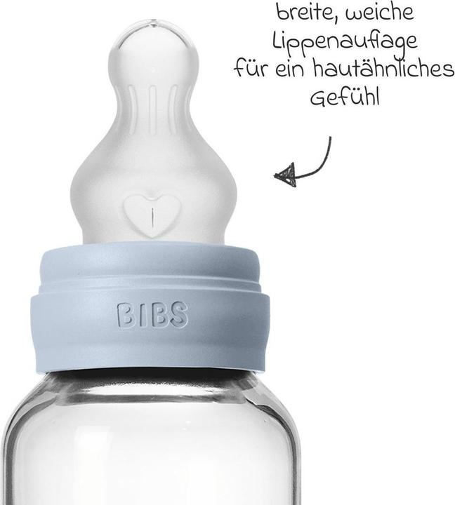 Produktbild Bibs Babyflaschen Glas-Flasche Baby Bottle Round 120 ml + Silikon-Trinksauger (120 ml)