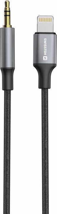 Swissten Audioadapter Textil Lightning (male) / 3,5 mm JACK (male) 1,5 M Schwarz (1.50 m)
