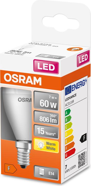 Actual product image Osram Star Classic P (E14, 60 W, 806 lm, 1 x, F)