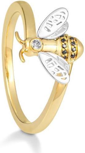Produktbild Breuning RING - E.SAFIR WEISS/BRILL. 0,036 Ct. schwarz (52, 585/14 K Gold)