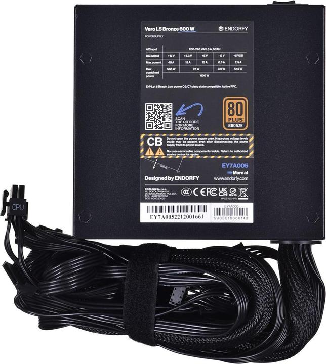 Actual product image Endorfy PSU Vero L5 Bronze 600 W (600 W)