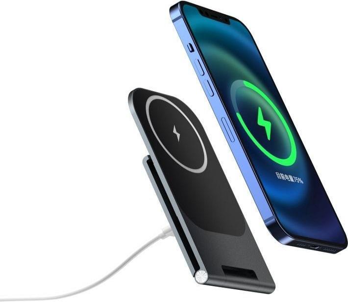 Produktbild Veger Dock station desk stand with wireless charger compatible with MagSafe 2A 15W Y56 black (15 W)