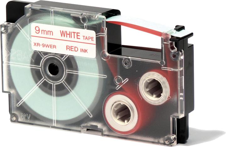 Actual product image Casio Ribbon red on white 9mm 9mm x 8m Labelprinter 6-12mm 6-18mm 6-24mm (0.90 cm, White)