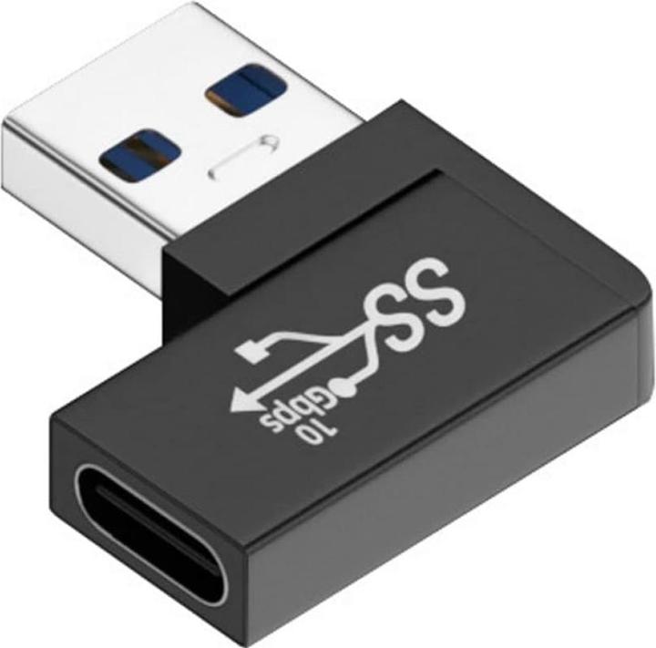 Produktbild PowerGuard USB-A zu USB-C 90 Grad Winkel links Adapter (male/female) (USB 3.1)