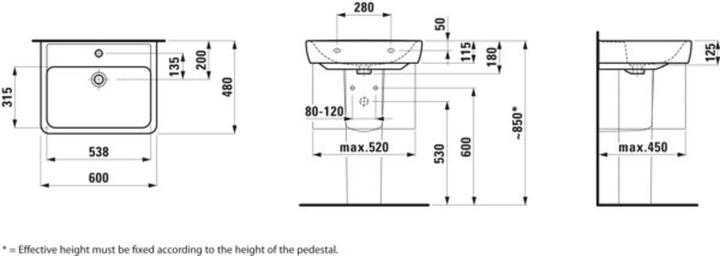Produktbild Laufen PRO Waschtisch (480 mm, 600 mm)