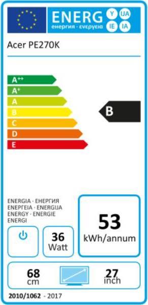 Etichetta energetica Acer ProDesigner PE270K (3840 x 2160 pixel, 27")