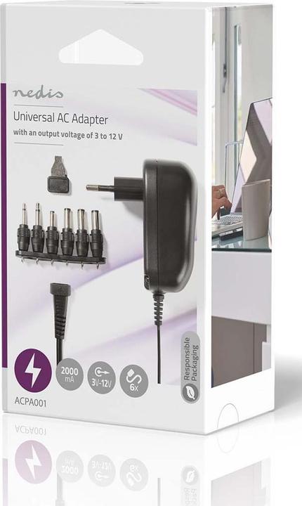 Immagine prodotto Nedis ACPA001 Alimentatore universale 3/4,5/5/6/7,5/9/12 VDC 1,0 A